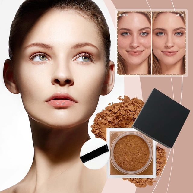 XWSHYW Polvo Suelto Polvo de Maquillaje Resistente Al Agua, Control de Aceite, Maquillaje Duradero, Sin Polvo de Tarjeta, Corrector Iluminador En Polvo