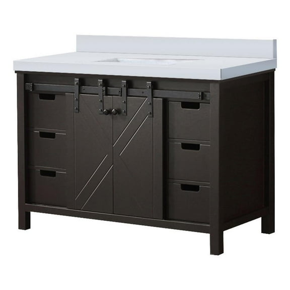 Lexora Home Marsyas 48" Quartz Top Single Vanity with Sink in Brown