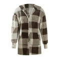 thumbnail image 3 of BSDJILFG Fleece Hoodies for Women Long Plaid Shacket Jackets Classic Loose Fit Comfy Warm Fuzzy Open Front Winter Cardigans, 3 of 3