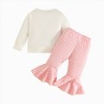thumbnail image 4 of NOLDARES Infant Baby Girl Fall Clothes Toddler Winter Outfits Ruffle Sleeve Sweatshirts Bell Bottom Pants Headband Set(Pink,12-18 M), 4 of 6
