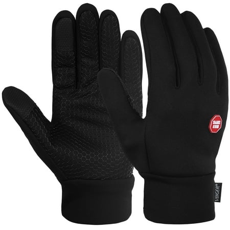 Vbiger Winter Warm Gloves Windproof Cold Weather Gloves Thick Warm Mittens Touch Screen Gloves with Anti-slip Design, Black, M