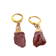 thumbnail image 3 of Natural Strawberry Quartz Gold Dangle Earrings, 3 of 4