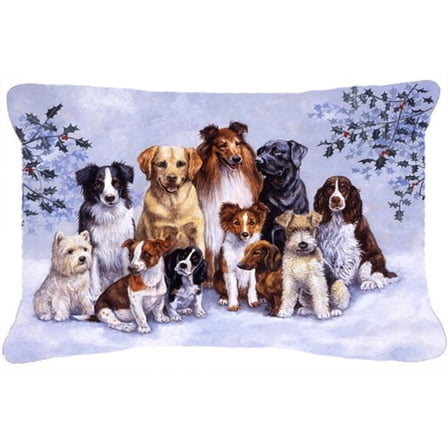 Winter Dogs Fabric Decorative Pillow