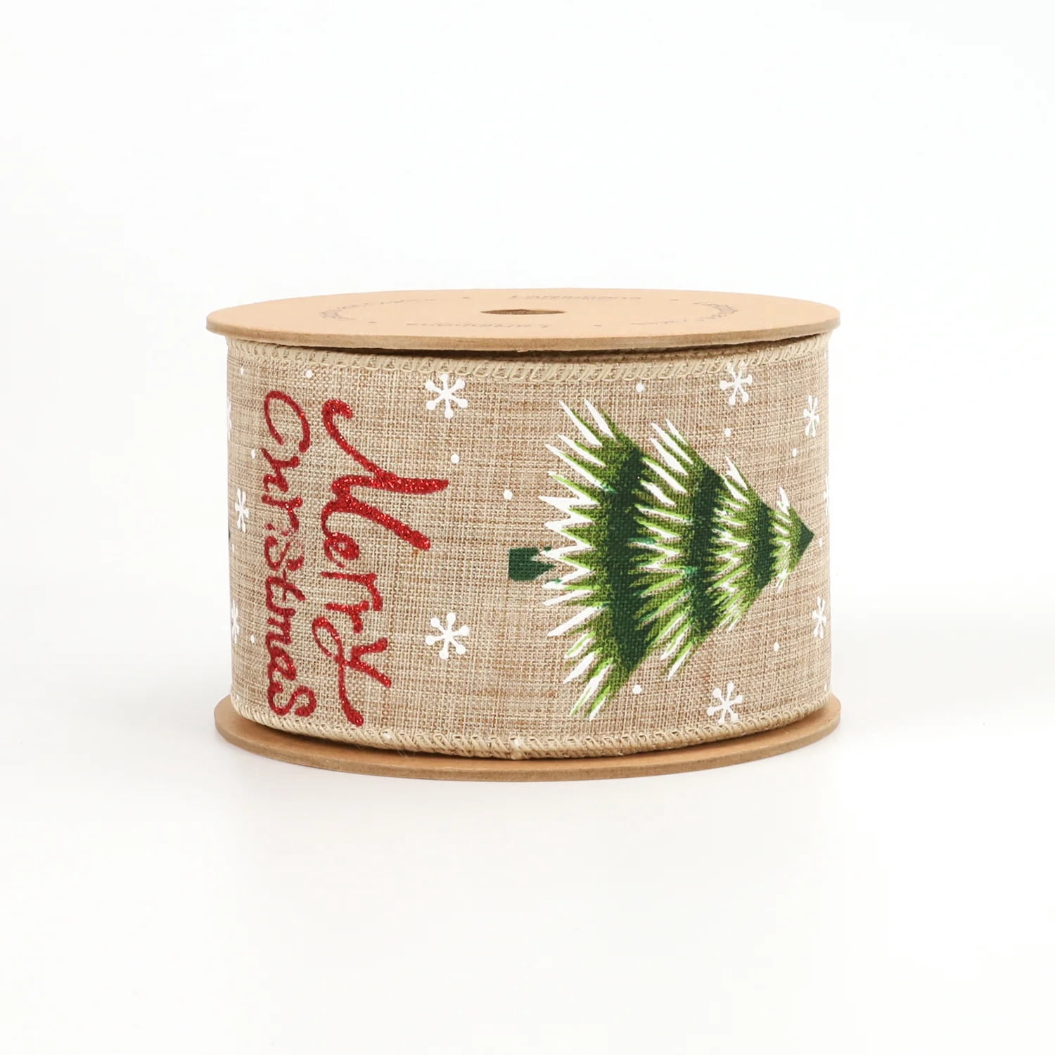 LaRibbons 2 1/2" Holiday Wired Ribbon | "Merry Christmas" Natural/Multi | 10 Yard Roll