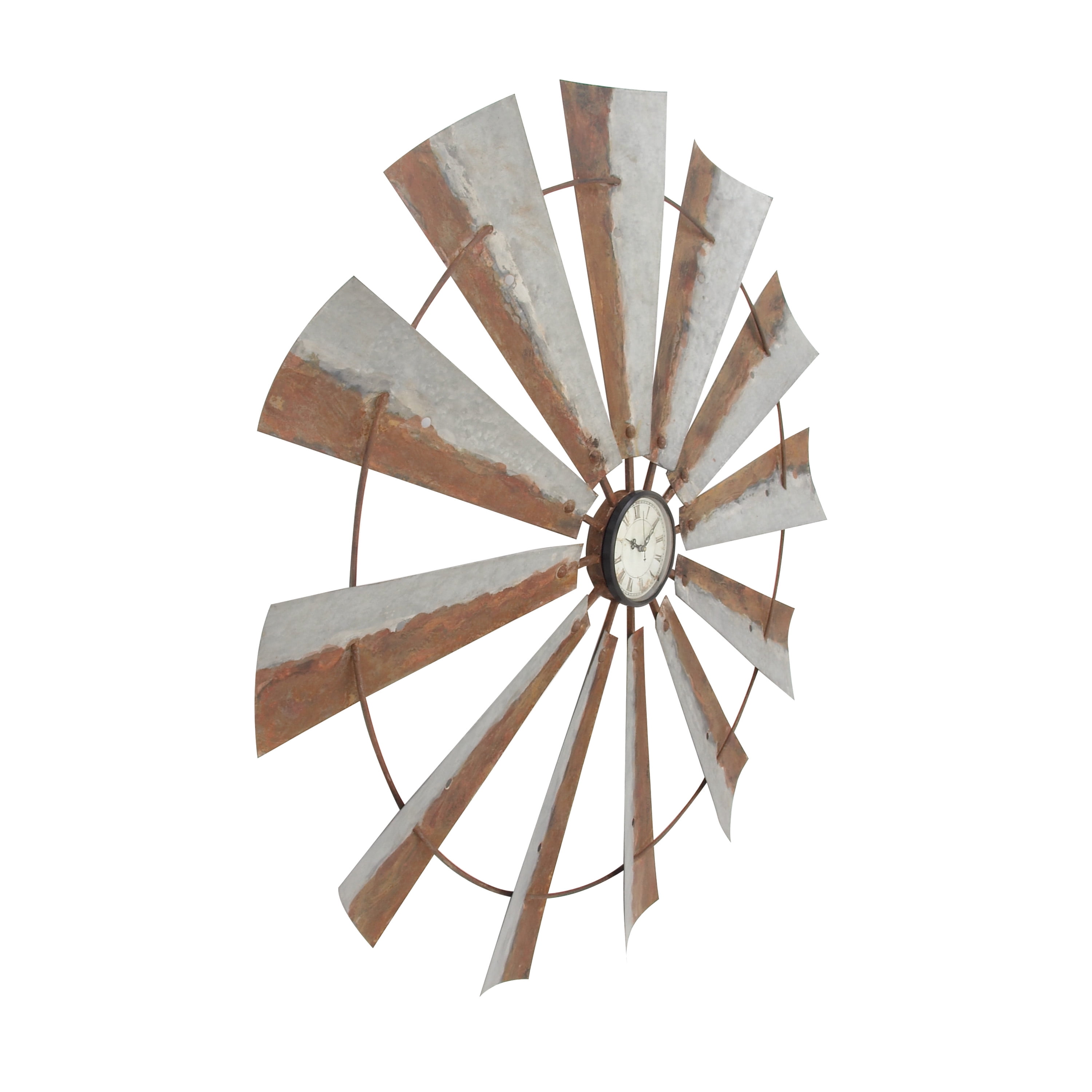 DecMode Indoor 39"D Grey Analog Round Farmhouse Wall Clock