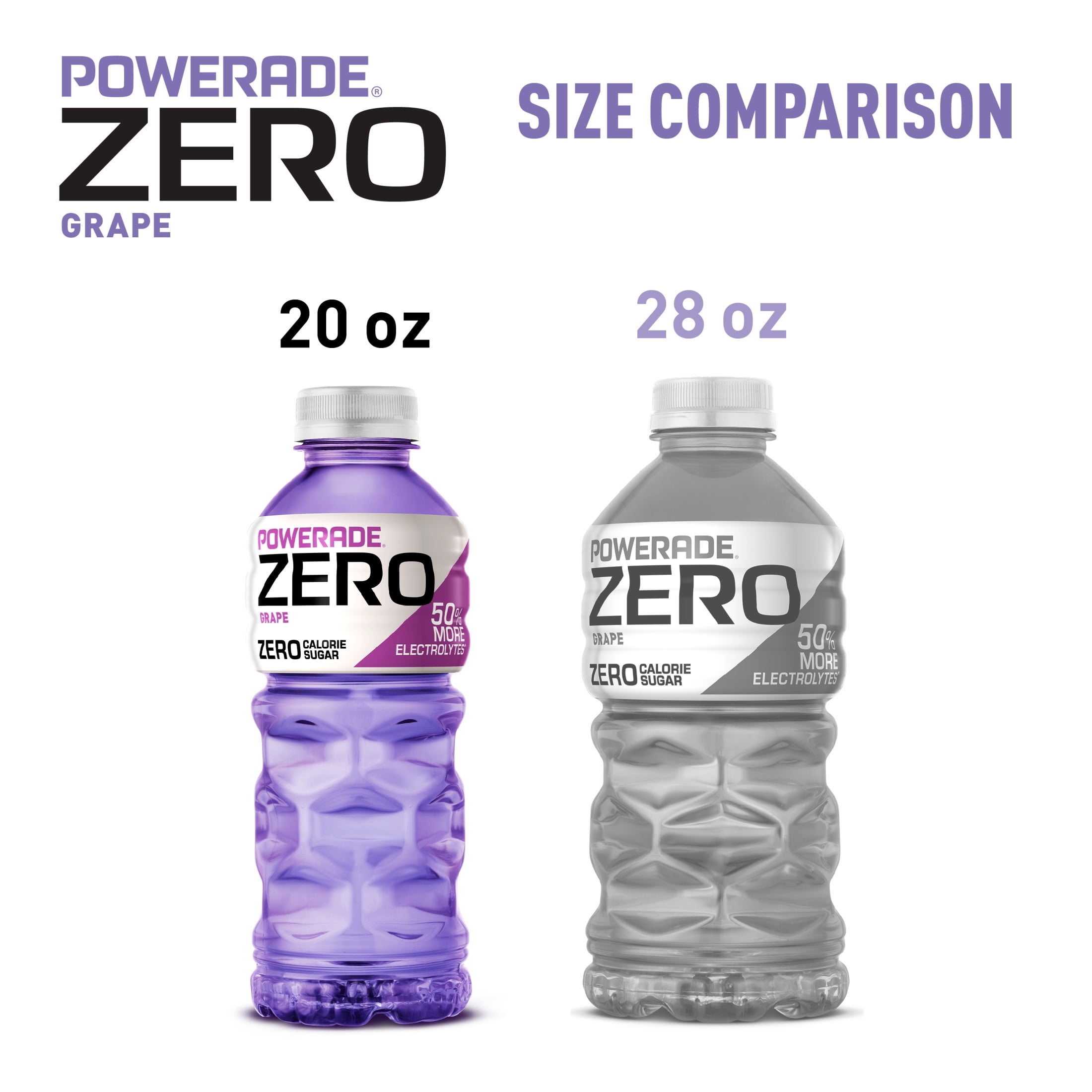 POWERADE Zero Sugar Grape Electrolyte Sports Drink Bottles, 20 fl oz, 8 Pack