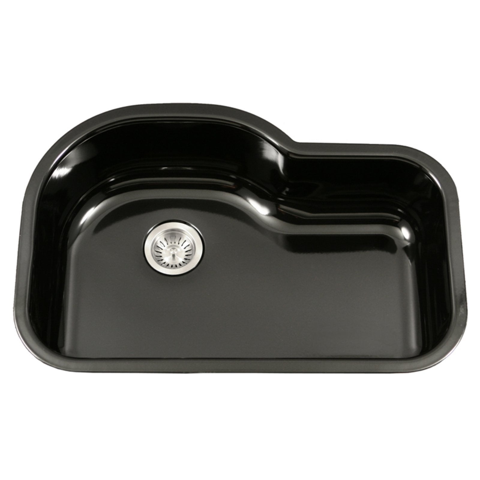 Houzer PCH 25 BQ Porcela Series Porcelain Enamel Steel Undermount Offset  Single Bowl Kitchen Sink, Biscuit