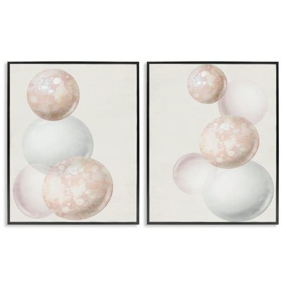 Stupell Industries Stacked Spheres Speckled Abstract Painting Black Framed Art Print Wall Art, 11 x 14, Set of 2