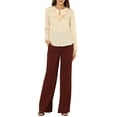 thumbnail image 2 of Unique Bargains Women's Ruffle Neck Long Sleeve Polka Dots Blouse Shirts, 2 of 5