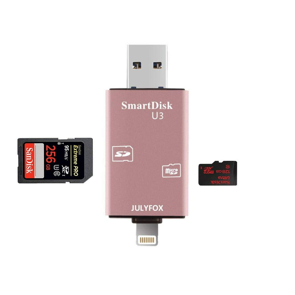For iPad SD Card Reader Julyfox 3 In 1 Memory Card Reader USB3.0/Micro