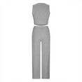 thumbnail image 4 of Women‘s Summer 2 Piece Outfits Lounge Sets Ribbed Knit Crop Top Wide Leg Pants with Pockets S-XXL, 4 of 8