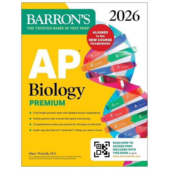Barron's AP Prep AP Biology Premium, 2026: Prep Book with 6 Practice Tests   Comprehensive Review   Online Practice, (Paperback)