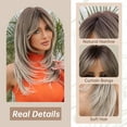 thumbnail image 3 of Long Black Wigs for Women Shouler-Length Black Mixed Blonde with Bangs Natural Synthetic Wig Hair Repalcement Wig for Daily Party Use, 3 of 12