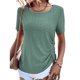 thumbnail image 1 of Camiseta de mujer de manga corta con cuello redondo y cordón lateral holgado, Top informal de verano para mujer, 1 of 6