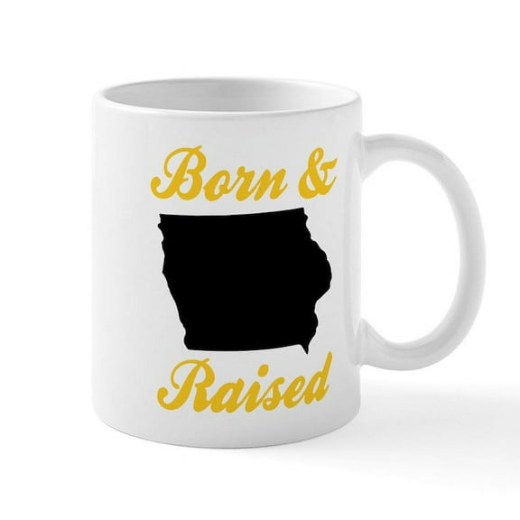 CafePress - Iowa Born & Raised - 11 oz Ceramic Mug - Novelty Coffee Tea Cup