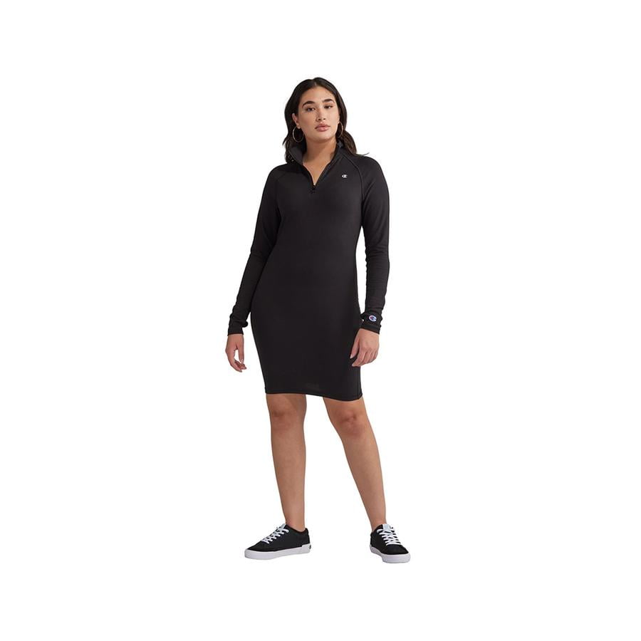 Champion Mock Zip Dress Womens Active Dresses Size Xs, Color: Black/White