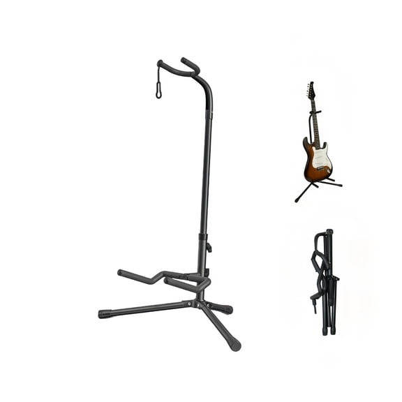 RYLZX Guitar Stand - Adjustable Fit Electric, Classical Guitars and Bass, Load Capacity 20LB, Accessories, Folding Type Black (CG-4)