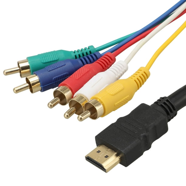Câble HDMI vers RCA, Câble Adaptateur Convertisseur HDMI vers 5 RCA, Adaptateur  Convertisseur Audio Vidéo Composite 1080P HDMI vers AV HDTV RCA pour TV HDTV  