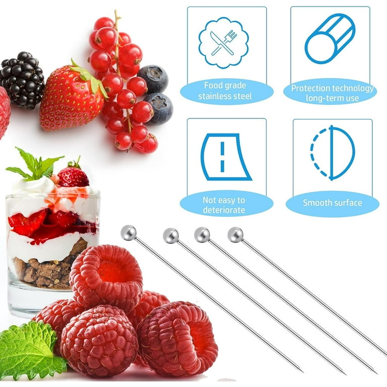 Cocktail Sticks,20Pcs Stainless Steel Metal Cocktail Sticks