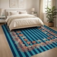 thumbnail image 3 of ODIKA 8'x10' Washable Area Rug Non-Shedding, Easy Care, Reef Starfish Seashell Border Nautical Motifs Marine Striped Coral Playful for King Size Bedroom Under Bed, Master Suite, 3 of 7