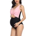 thumbnail image 5 of Summersunshine Maternity One Piece Swimwear Front Cross Pregnancy Swimsuit Bathing Suit Maternity Bikini Pink Black L, 5 of 7