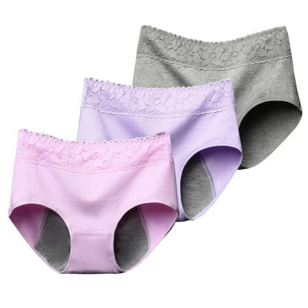 Wisremt Menstrual Period Briefs - Seamless Physiological Leakproof Underwear - Double-Layer Cotton & Breathable and Healthy M-2XL/3 Pack