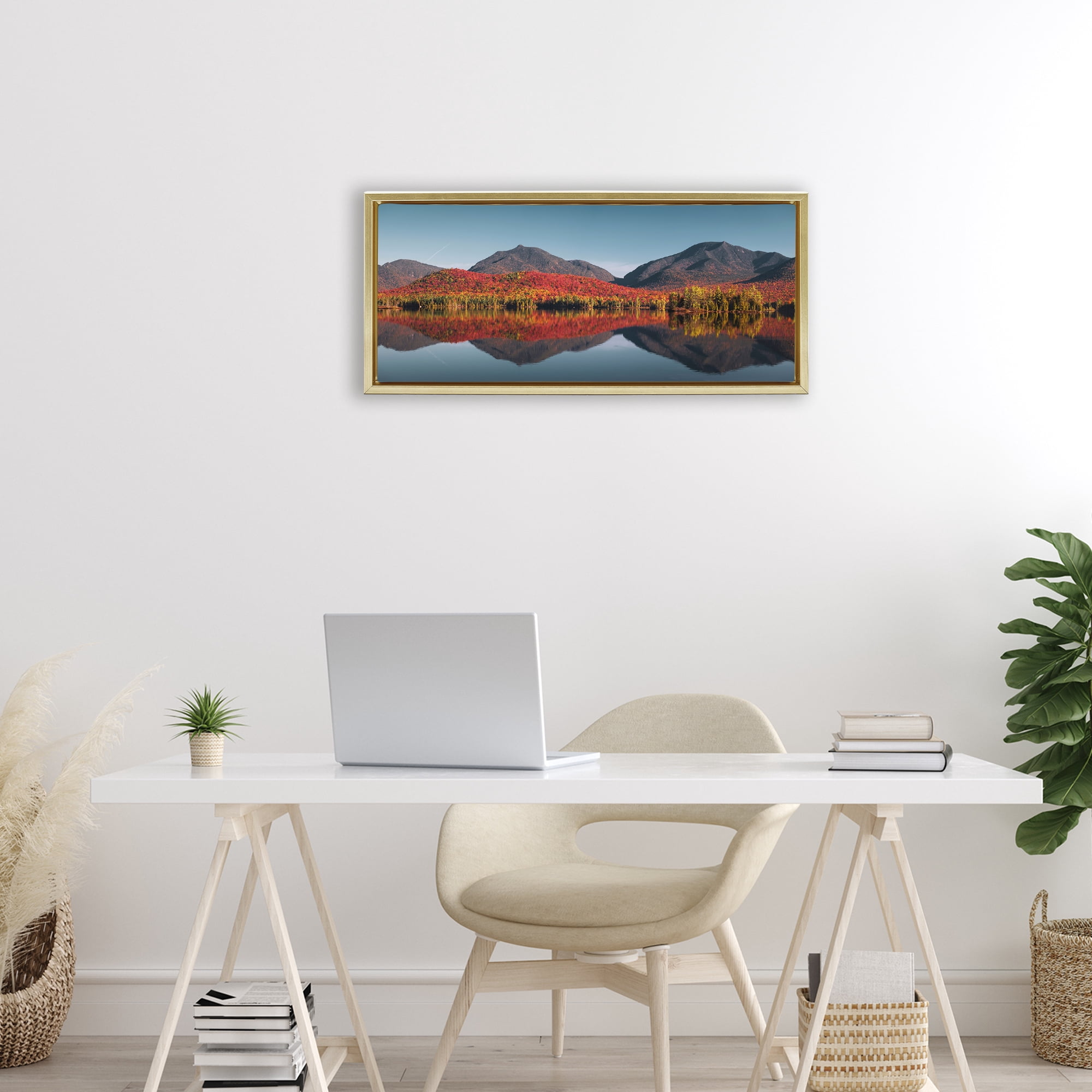 Stupell Industries Autumn Panorama Reflections Gold Framed Floater Canvas Wall Art, design by Jonathan Zaharek
