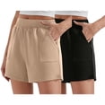 thumbnail image 2 of Wuphunn Summer Loose Wide Leg Sweat Shorts for Ladies Elastic High Waist Side Pockets Multi Purpose Gym Casual Bottoms Q1 Mint Green 2XL, 2 of 5
