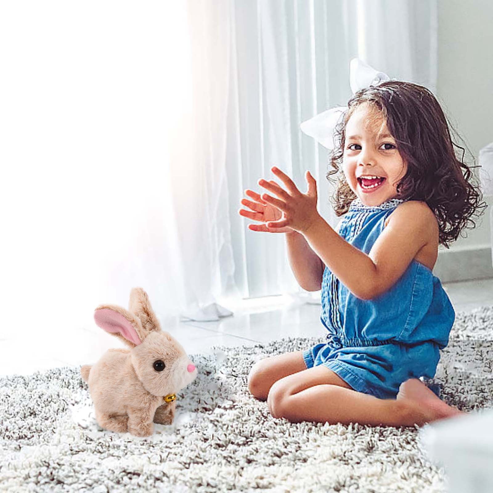 Realistic Easter Bunny Plush Toy, Moving Jumping Ears Stuffed Animal Robot Rabbit, Interactive Electric Pet for Kids, Lifelike Plushie, Easter Basket Stuffer, Birthday Gift, Graduation Presents
