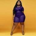 thumbnail image 2 of Womens Mesh Plus Size Clubwear Short Sleeve Dress Transparent Party Mini Skirt, 2 of 2