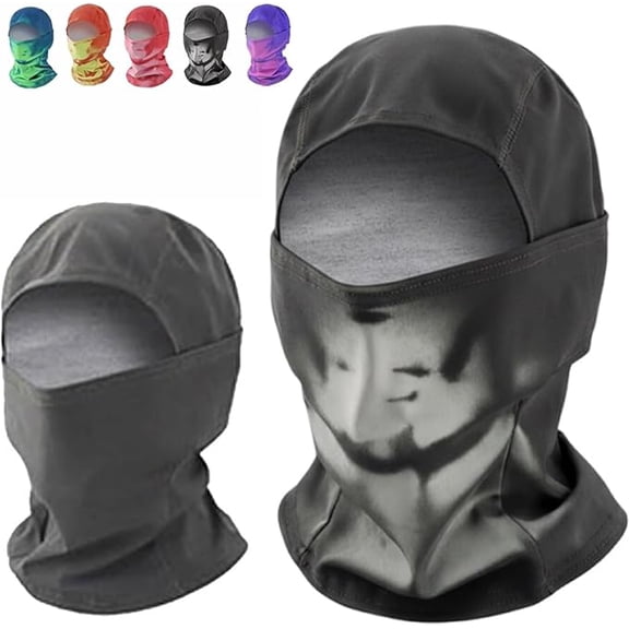 Unisex Heat Reactive Balaclava Heated Color Change Thermal Ski Mask Winter Full Face Wrap Motorcycle for Skiing Hiking,black,1pc