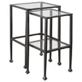 thumbnail image 1 of Leilani Ensemble de Tables Gigognes à Dessus en Verre 2 Pcs Noir, 1 of 3