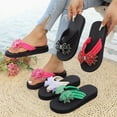 thumbnail image 5 of RotHome Womens Wedge Sandals Bow Flip Flops Rhinestone Thong Open Toe Summer Beach Platform Boho Cute Casual Shoes Fancy Flip Flops for Women Easter Sandals, 5 of 9