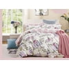 Swanson Beddings Pink-Purple Roses 3-Piece 100% Cotton Bedding Set: Duvet Cover and Two Pillow Shams (Queen)