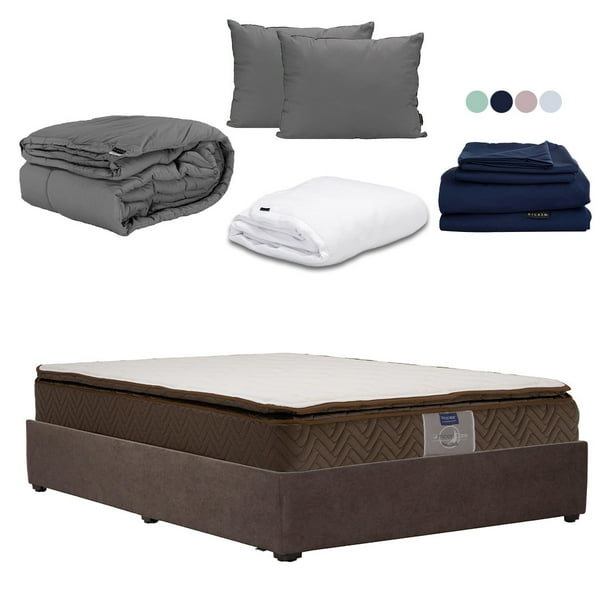 Colchón Individual Nautilus Restonic + Box Base Cama + Almohada 2Pack + Protector Cloud + Sábanas Softy + Edredón Homy