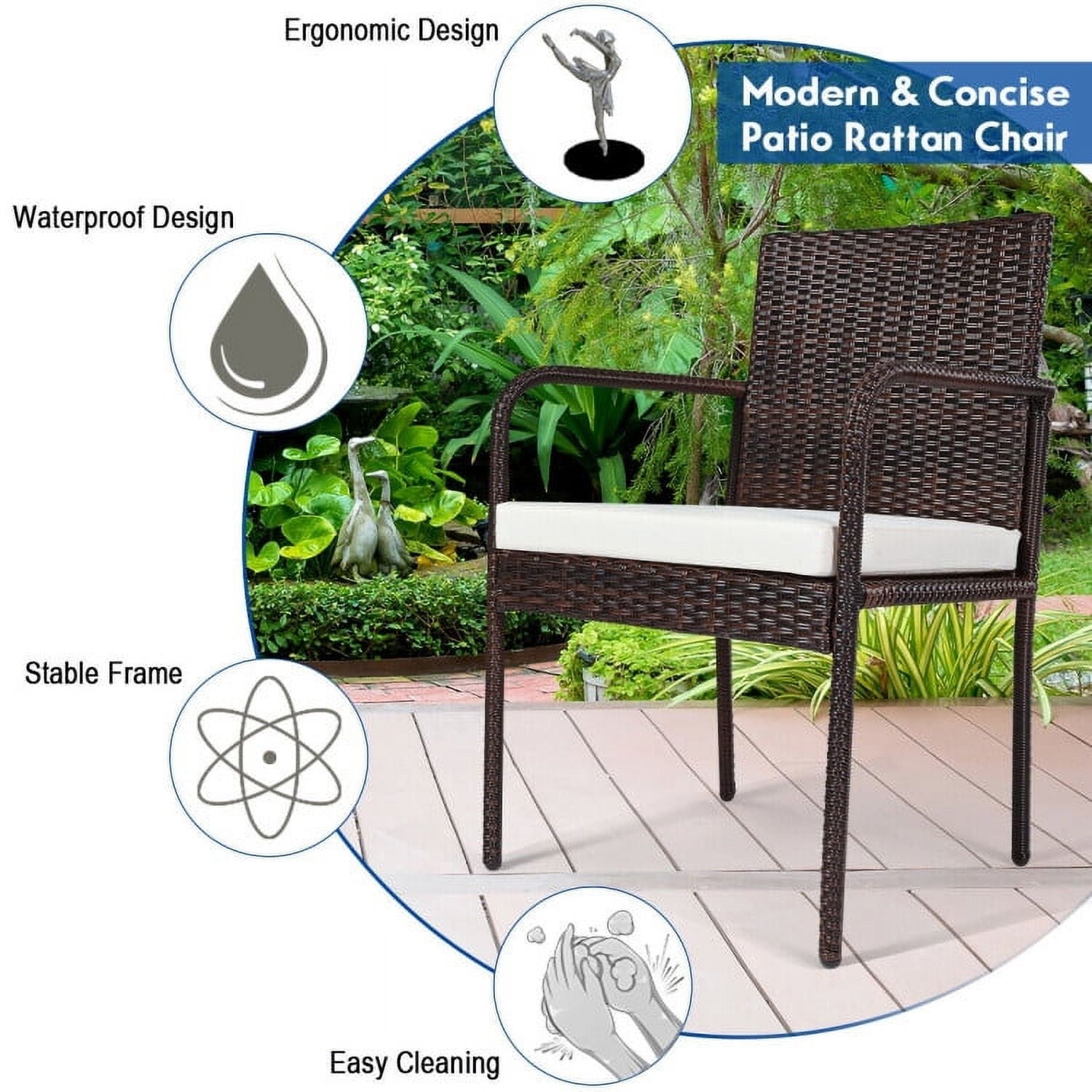 Aimee Lii 4 Pieces Outdoor Patio Rattan Dining Chairs Cushioned Sofa, Wicker Conversation Sets Aimee Lii 4 Pieces Outdoor Patio Rattan Dining Chairs Cushioned Sofa, Wicker Conversation Sets