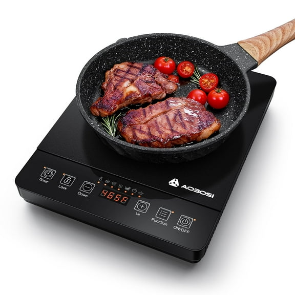 Sunmaki Portable Induction Cooktop 1800W Electric Stove Single Burner hot plate for Cooking with Button Touch-Update