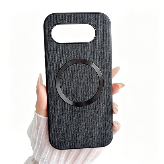 Allytech for Google Pixel 10A Case, Magnetic MagSafe Retro PU Leather Cloth Fabric Pattern Shockproof TPU Anti-Scratch Slim Classic Business Case Cover for Google Pixel 10A, Black