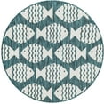 thumbnail image 2 of Unique Loom Outdoor Coastal Collection Area Rug - Pesci (3' 3" Round Turquoise/Ivory), 2 of 6