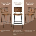 thumbnail image 4 of Homy Casa 26.7" Counter Height Bar Stools, Set of 2, Brown Faux Leather, for Bistro Kitchen Island, 4 of 10