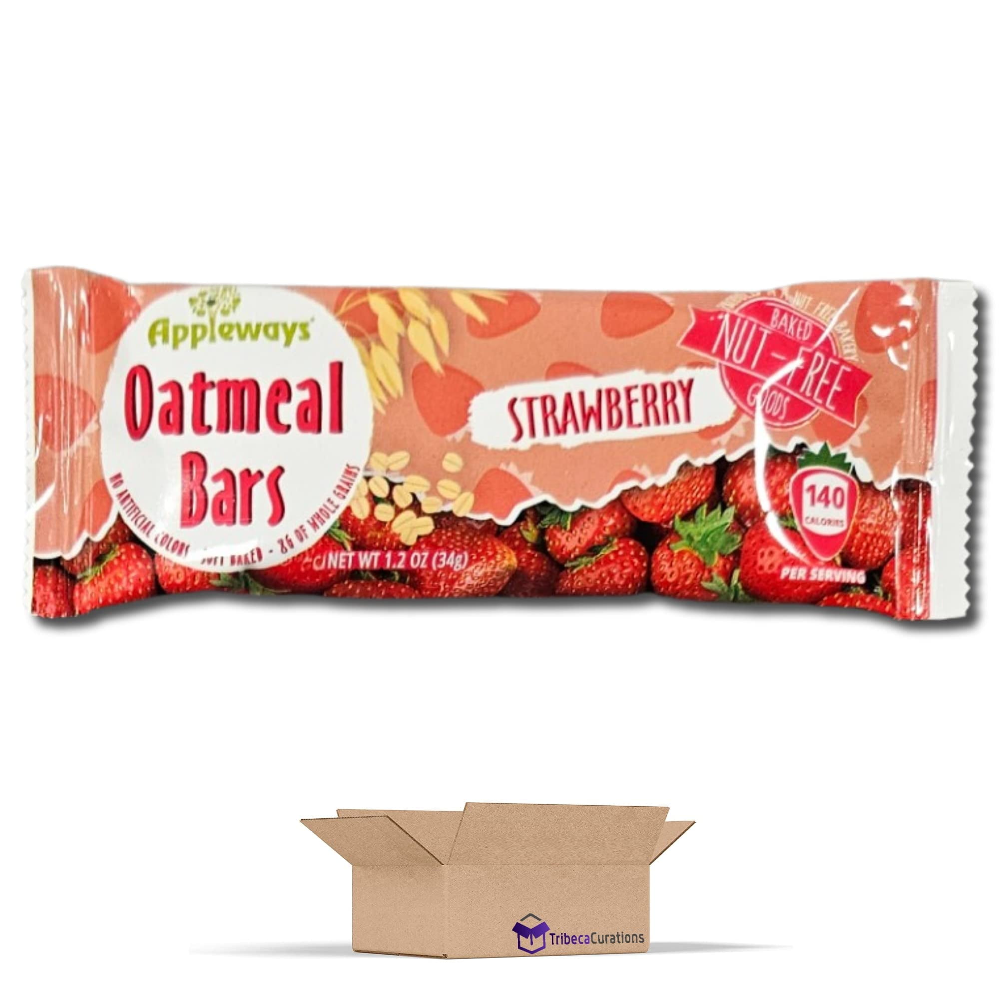 Appleways Strawberry Oatmeal Bar School Snacks | 1.2 Ounce | Pack of 24