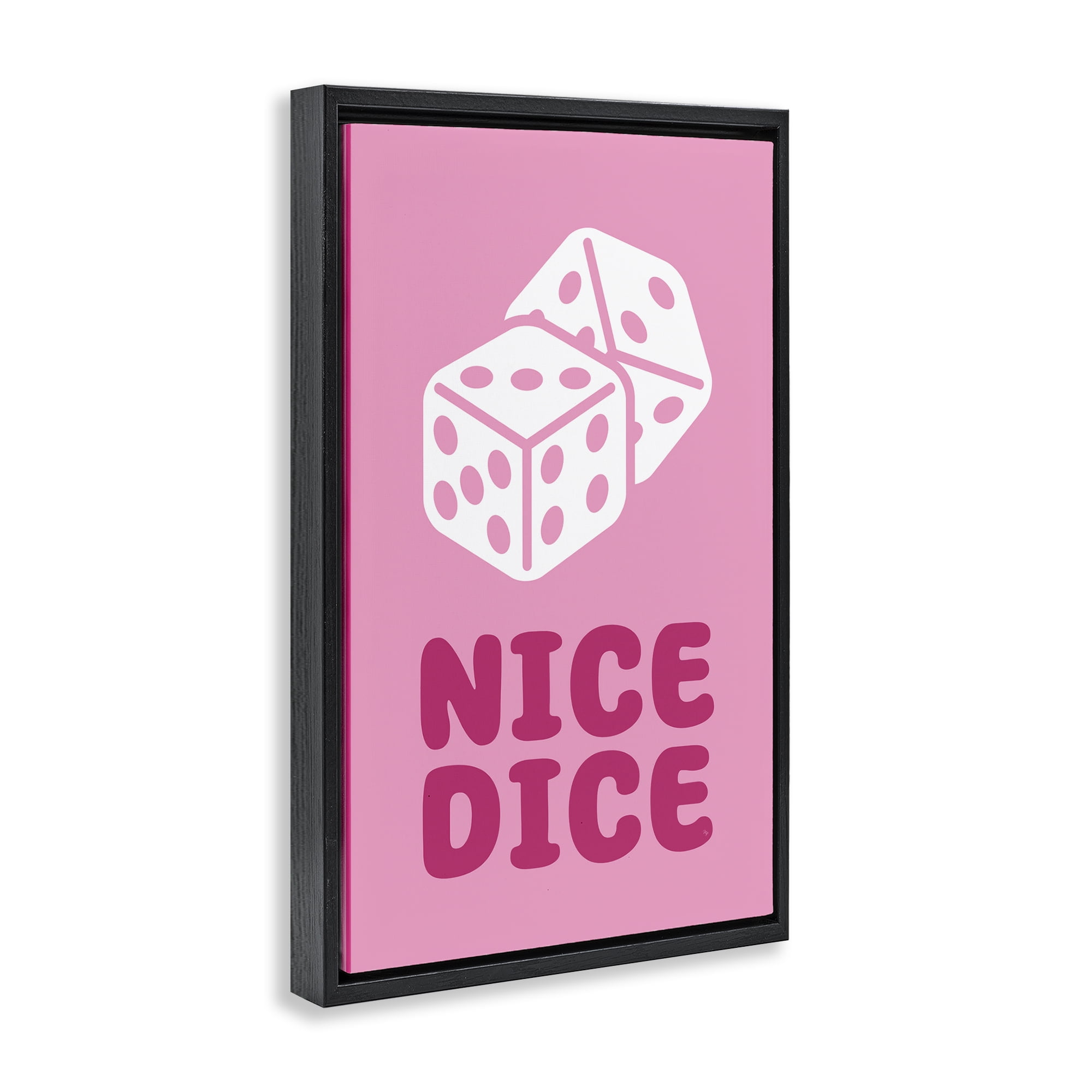 Stupell Industries Nice Dice Phrase Entertainment Painting Black Floater Framed Canvas Art Print Wall Art, 21 x 31