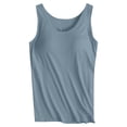 thumbnail image 5 of Nestiefly Womens Cut Out Plus Size Tank Tops with Built in Bra Wide Strap Camisole Summer Basic Udershirts Tank Basic Cami Tops Light Blue XL, 5 of 6