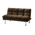 thumbnail image 2 of Sar Fold Out Futon Sofa Bed, Tufted Dark Brown Microfiber, Chrome Legs, 2 of 3