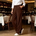 thumbnail image 4 of Zormilly Dress Pants Women High Waisted Business Casual Wide Leg Trousers with Pockets Side Slit Office Dressy Loose Pants, S-2XL, 4 of 8
