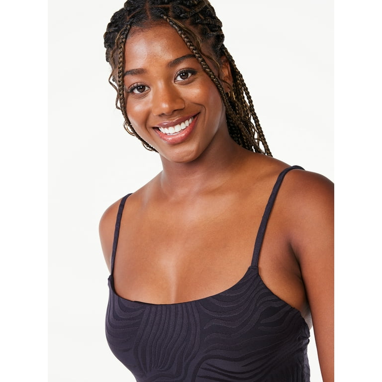 Love & Sports Women's Black Jacquard Santorini Square Neck One-Piece  Swimsuit, Sizes XS-XXL
