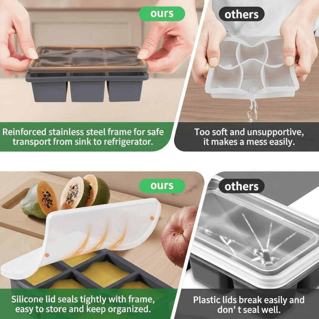Large Silicone Ice Cube Trays with Lid, 2-Pack Big Square 2-Inch Ice Cube Molds for Whiskey and Cocktails, Perfect for Old Fashioned Drinks and Making Huge Slow-Melting Ice Cubes