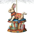 thumbnail image 4 of Designocracy 8100195-2 5 x 5.5 x 0.25 in. Carousel Bunny with Books Wooden Christmas Decor Ornaments, 4 of 8