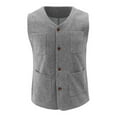 thumbnail image 6 of Mens Wool Suit Vests with Pockets Sleeveless Waistcoats Slim-Fit Button Up V Neck Solid Color Dress Business Work Outerwear Vest, 6 of 8