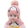 thumbnail image 4 of Oiyii Toddler Boy's Plush Beanies Printed Penguin Outdoor Bomber Hats Fall Winter Cap, Pink, 4 of 4
